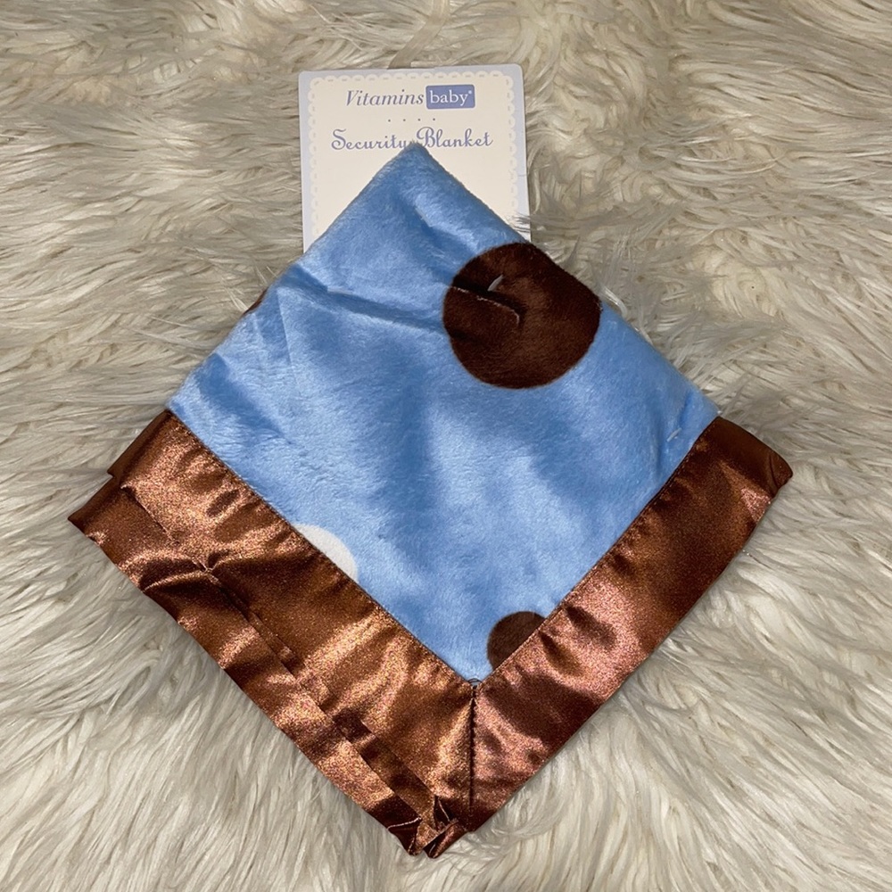 Blue and Brown Security Blanket - missing plastic hook